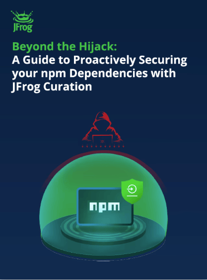 Cover slide: hacker targeting npm packages blocked by JFrog Curation shield